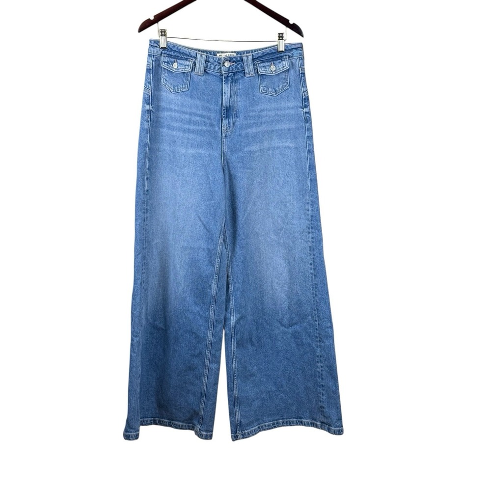Free People Medium Wash palazzo Wide Boot-Cut Jeans
